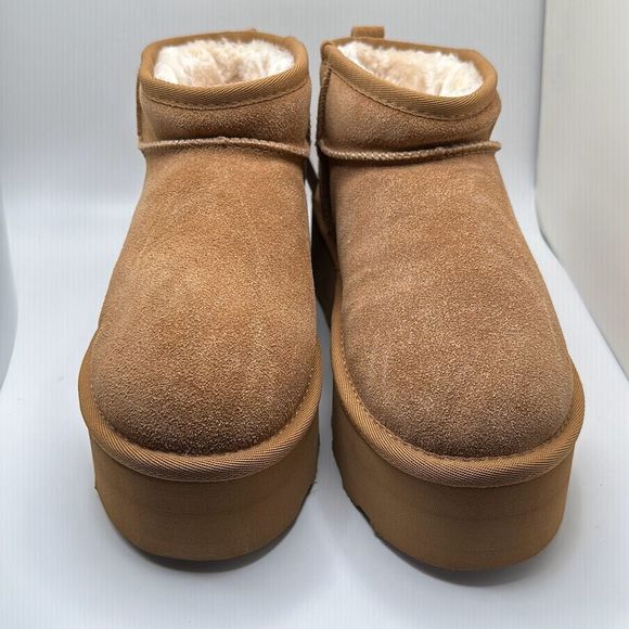 CUSHIONAIRE Women's Genuine Suede pull on platform boot +Memory Foam 8.5 CHESTNU - Picture 2 of 7